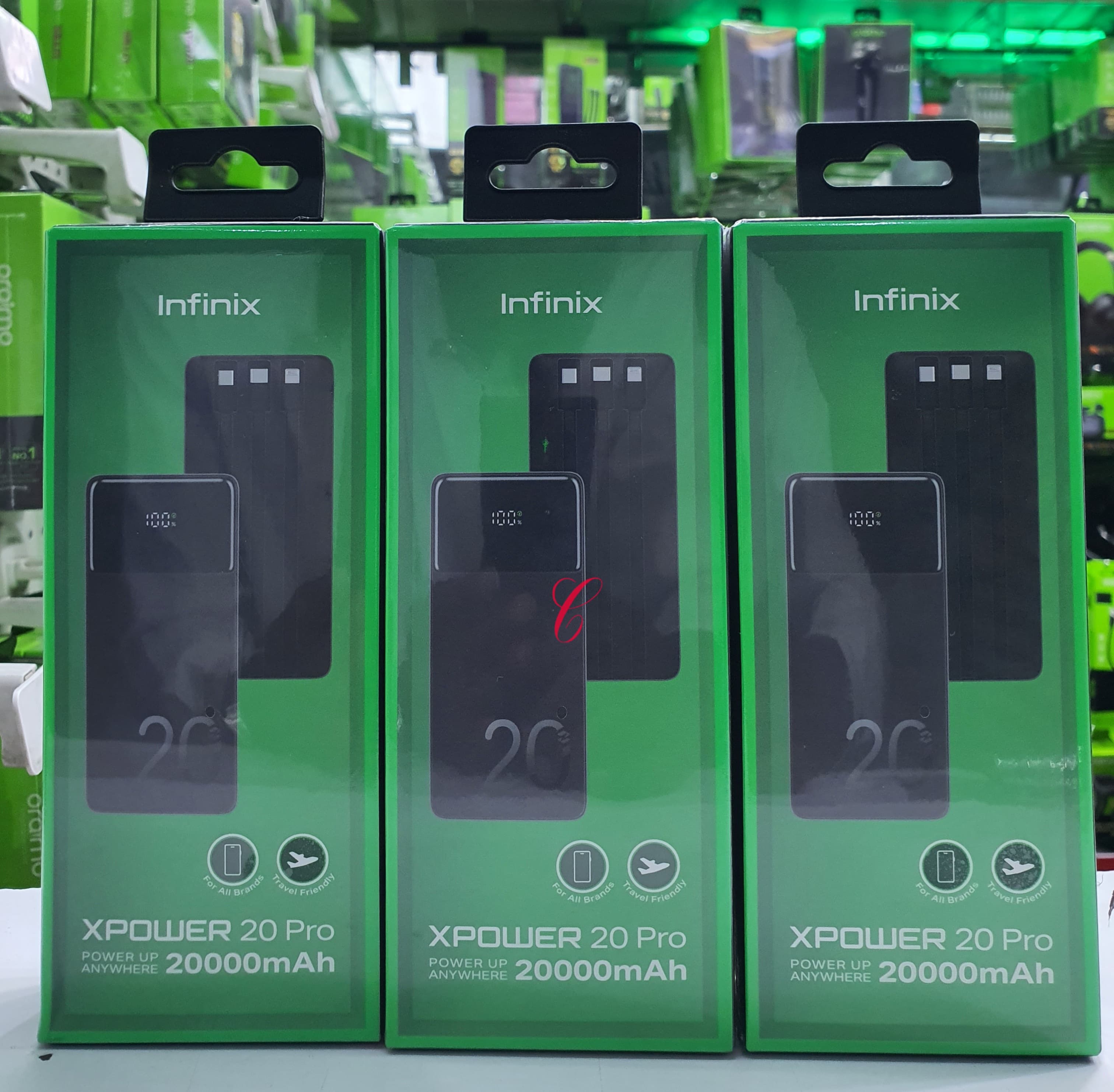 Infinix XPower 20 Pro XP20C Power Bank 🔋✨
Stay powered up all day with the Infinix XPower 20 Pro XP20C Power Bank — a massive 20,000 mAh external battery featuring built‑in Micro USB, USB‑C & Lightni