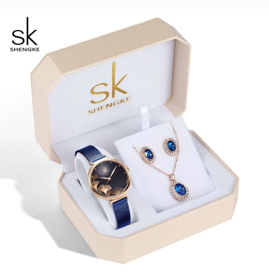 Stylish & Complete! Watch, Necklace & Earrings Set — Ready to Gift