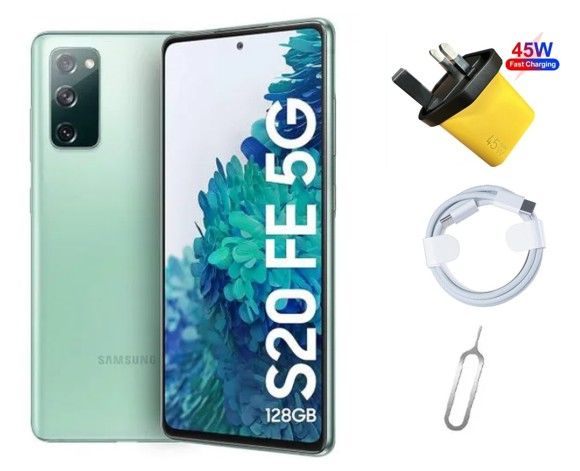REFURBISHED Samsung Galaxy S20FE 128GB +6GB, 6.5" , DUAL SIM, AMOLED SCREEN UNLOCKED, LIKE NEW, GRADE A + FREE 45WTTS FAST CHARGER  PLUG, FAST CHANGING DATA CABLE, AND SIM TRAY PIN