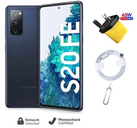 REFURBISHED Samsung Galaxy S20FE 128GB +6GB, 6.5" , DUAL SIM, AMOLED SCREEN UNLOCKED, LIKE NEW, GRADE A + FREE 45WTTS FAST CHARGER  PLUG, FAST CHANGING DATA CABLE, AND SIM TRAY PIN