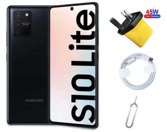 REFURBBISHED Samsung Galaxy S10 Lite, 128 GB +8GB, Dual Sim, 6.7” Super AMOLED, Unlocked, Free 45W plug, Fast Charging Data Cable, Sin Tray Pin