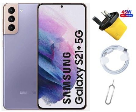 Refurbished Samsung Galaxy S21+, 256GB + 8GB, Dual Sim, Unlocked, Original Screen, 12MP Camera 4800mAh Battery, Free 45W Adapter, fast charging data cable, SIM ejector pin