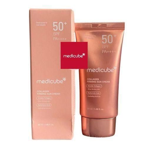 Medicube Collagen Firming Sun Cream Sunscreen SPF 50+. Offers UV Sun Protection, Firms & Tightens The Skin, Gives A Glass Skin Glows, Brightens, Tones, Prevent Photo-Aging, Wrinkles & Fine Lines