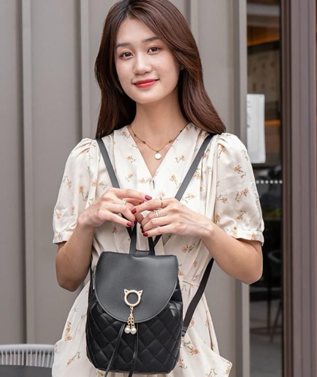 Women Bags Ladies Bag Women's Mini Backpack Luxury PU Leather Kawaii Backpack Girls Cute Graceful Pack Bag Small School Bags Grey one