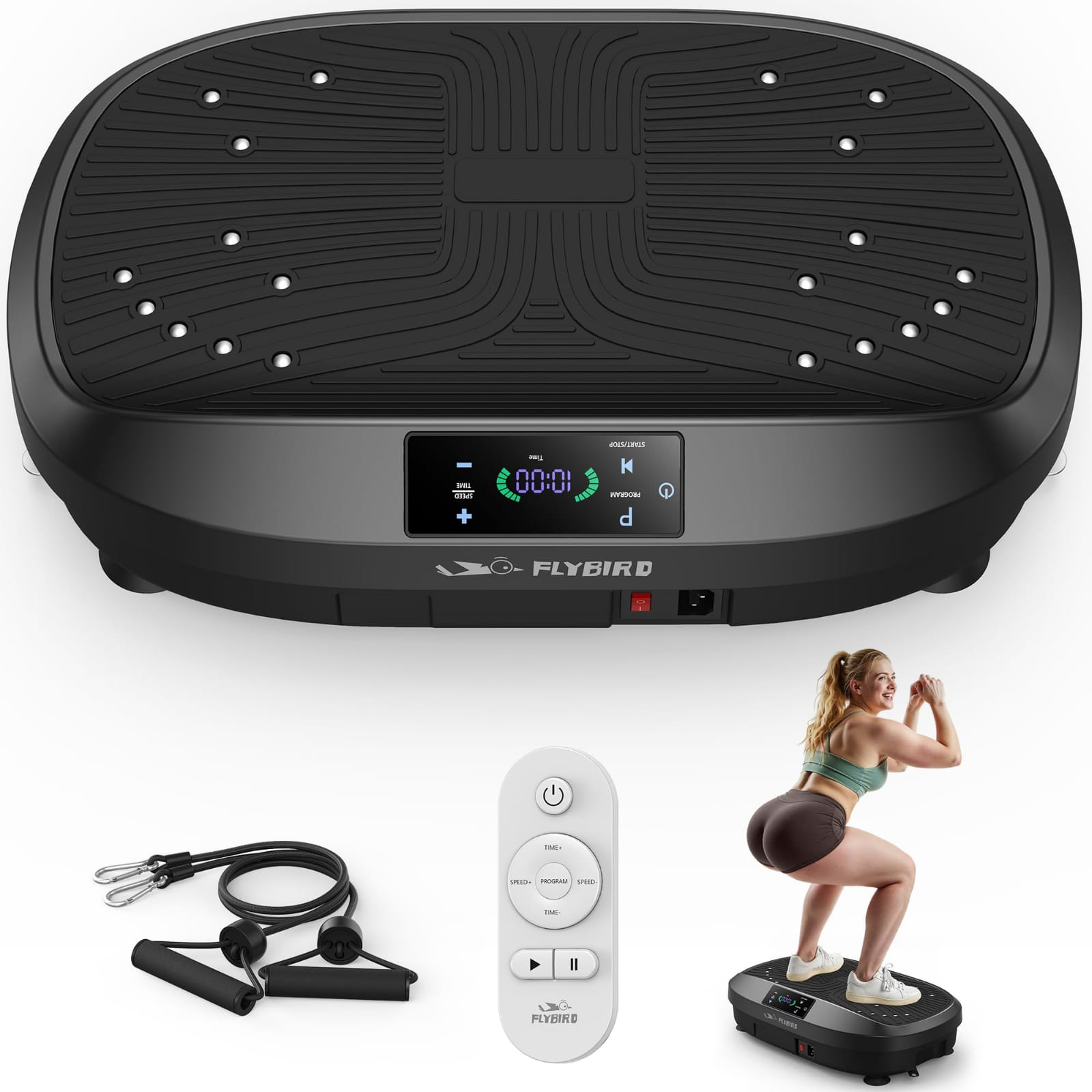 Portable Vibration Plate Exercise Machine With Remote Control, Vibration Platform, Whole Body Workout Machine, Fitness Machine, Foots Massage, Pain Relief, For Weight Loss Shaping Toning Wellness Home