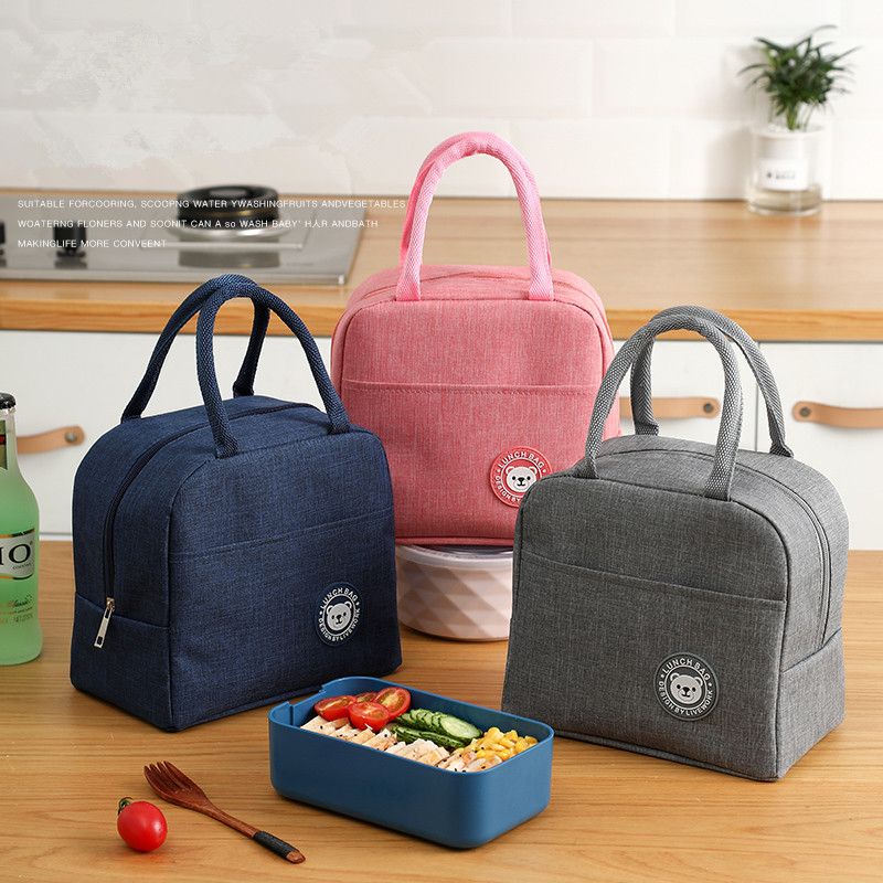 Insulated Thermal Food Bag Black Small Cool Bag Bento Lunchbox Thermos Lunch Bags Keep Food Cooler or Warmer for Men Women Adults School Work