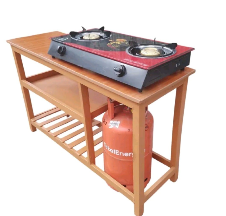LargeModern strong and classic kitchen table,Wooden strong Kitchen table with racks. suitable for 6KG cooking Meko.as picture