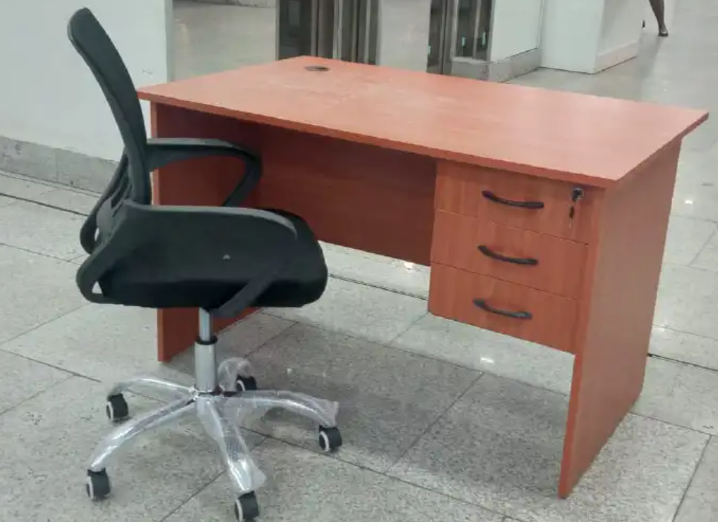 1 Meter Office/Study Desk with Ergonomic Chair and Adjustable Headrest for Maximum Comfort