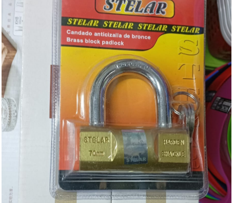 Home Security Stellar Stelar Cylindrical Padlock 70mm - Yellowish Gold Brass 70mm Gold M