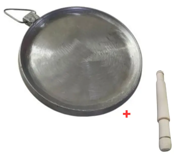 Heavy-Duty Non-Stick Chapati Pan + Free Wooden Rolling Pin, Crafted from Premium 2.6mm thick, Durable Alumminium, PFOA-free Nonstick Coating Allowing food to Brown without Sticking