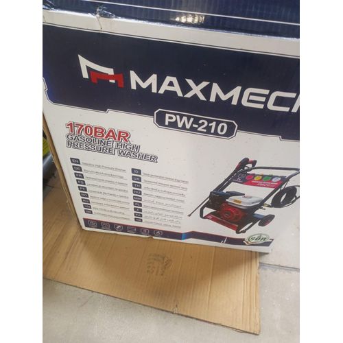 A Maxmech 7.0HP petrol pressure washer (3000 PSI) uses a 4-stroke 212cc petrol engine with recoil start and a 3.6L fuel tank