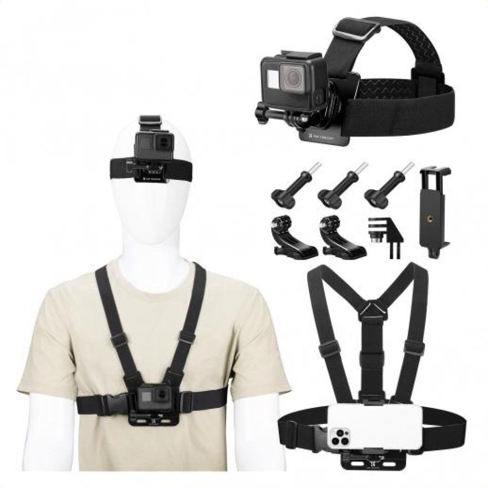 6 in 1 Go Pro Chest Mount / head mount Action Camera POV Vlogging Body Belt Bracket Harness Mobile Strap