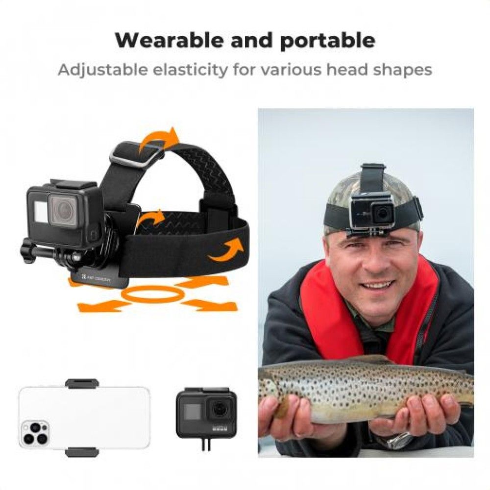 6 in 1 Go Pro Chest Mount / head mount Action Camera POV Vlogging Body Belt Bracket Harness Mobile Strap