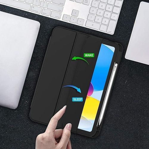 IPad 10th Gen tablet cover 10.9 inch 2022 KAKU Smart Magnetic Protective Case with Pen Slot, Tri-Fold Stand and Full Body Protection Design