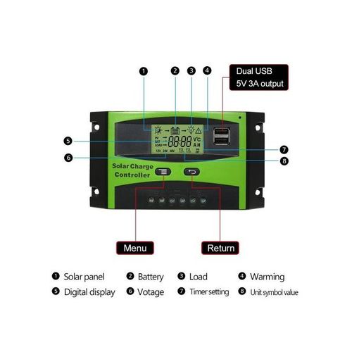 Solar Max 10A Digital Solar Charge Controller 12V/24V – LCD Display | Intelligent PWM Regulator | Overcharge & Short Circuit Protection | Solar Panel Battery Manager