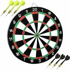 17 Inch Professional Bristle Dartboard Set – Wall Mount Target Board with 6 Steel Tip Darts | Indoor & Outdoor Home, Office & Bar Game
