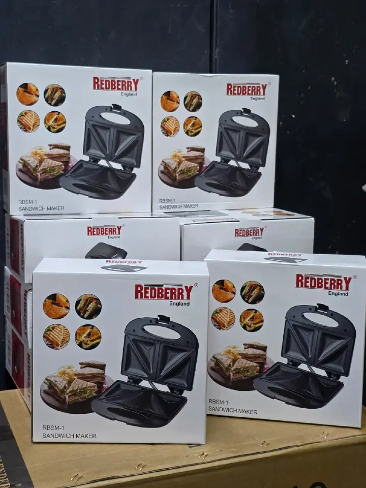 Redberry Sandwich Maker & Grill RBSM 1 [ 2 SLICE ]  – Fast Heating Non‑Stick Home Sandwich Toaster | Compact Electric Breakfast & Snack Maker