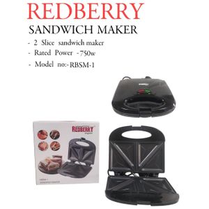 Redberry Sandwich Maker & Grill RBSM 1 [ 2 SLICE ] – Fast Heating Non‑Stick Home Sandwich Toaster | Compact Electric Breakfast & Snack Maker