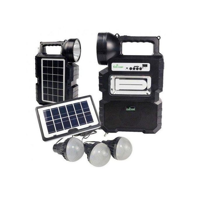 CC Lamp CL810 Solar Lighting System – Dual Solar Panel Kit with Bluetooth, MP3 Player, FM Radio, LED Main Lamp, 3 Bulbs & Sport Search Light