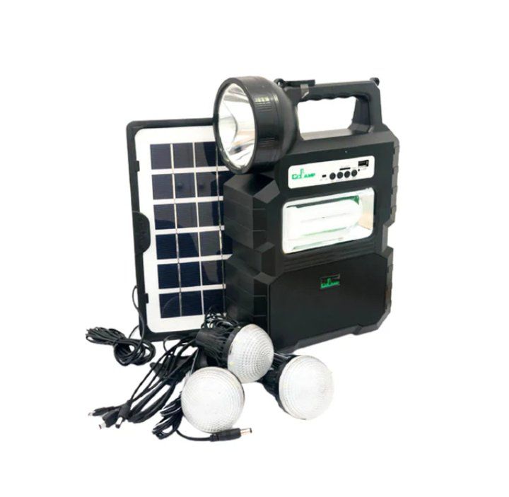 CC Lamp CL810 Solar Lighting System – Dual Solar Panel Kit with Bluetooth, MP3 Player, FM Radio, LED Main Lamp, 3 Bulbs & Sport Search Light