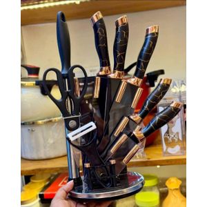 9PCS Kitchen Knife Set  Germany Stainless Steel – Chef Knife, Cleaver, Scissors, Sharpening Rod – Professional Kitchen Knife Set for Home & Restaurant