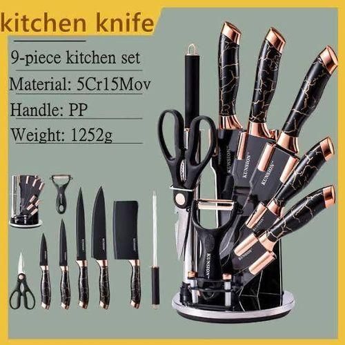 9PCS Kitchen Knife Set  Germany Stainless Steel – Chef Knife, Cleaver, Scissors, Sharpening Rod – Professional Kitchen Knife Set for Home & Restaurant