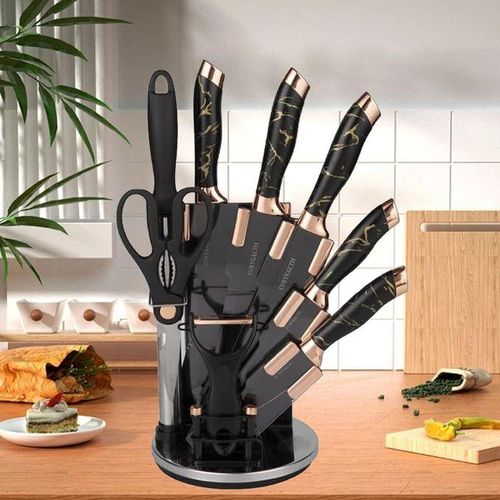9PCS Kitchen Knife Set  Germany Stainless Steel – Chef Knife, Cleaver, Scissors, Sharpening Rod – Professional Kitchen Knife Set for Home & Restaurant