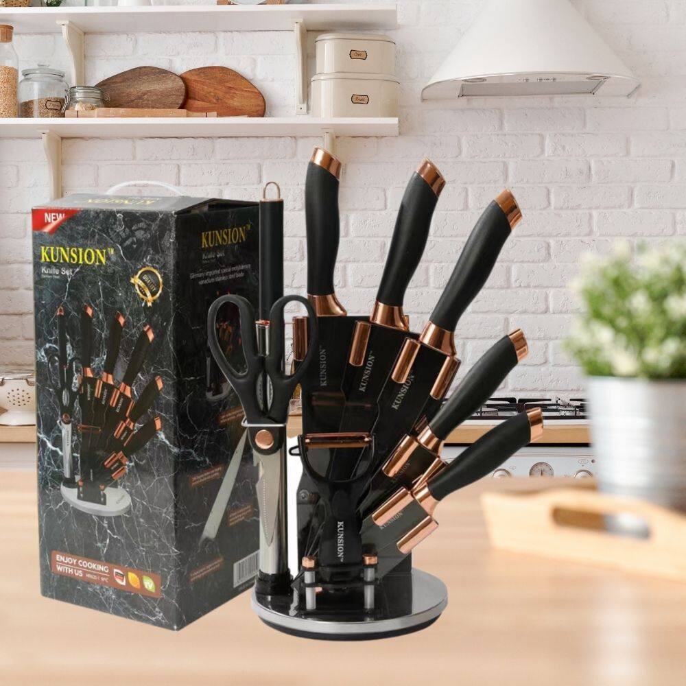 9PCS Kitchen Knife Set  Germany Stainless Steel – Chef Knife, Cleaver, Scissors, Sharpening Rod – Professional Kitchen Knife Set for Home & Restaurant