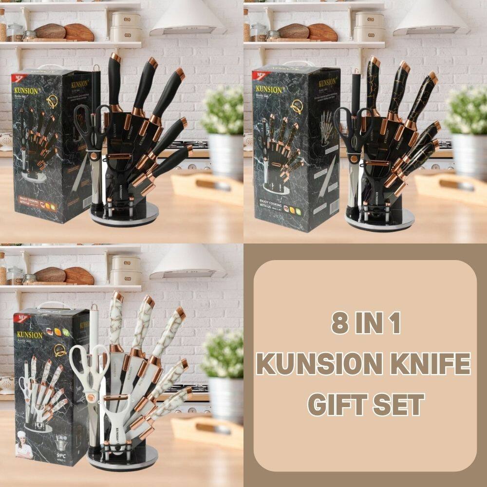 9PCS Kitchen Knife Set  Germany Stainless Steel – Chef Knife, Cleaver, Scissors, Sharpening Rod – Professional Kitchen Knife Set for Home & Restaurant