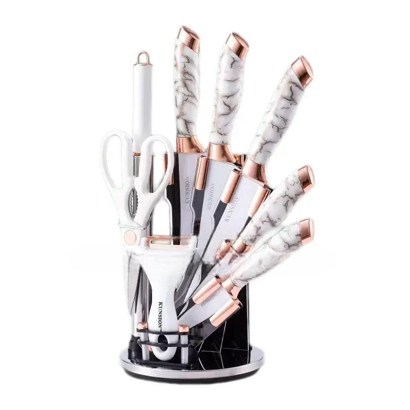 9PCS Kitchen Knife Set  Germany Stainless Steel – Chef Knife, Cleaver, Scissors, Sharpening Rod – Professional Kitchen Knife Set for Home & Restaurant