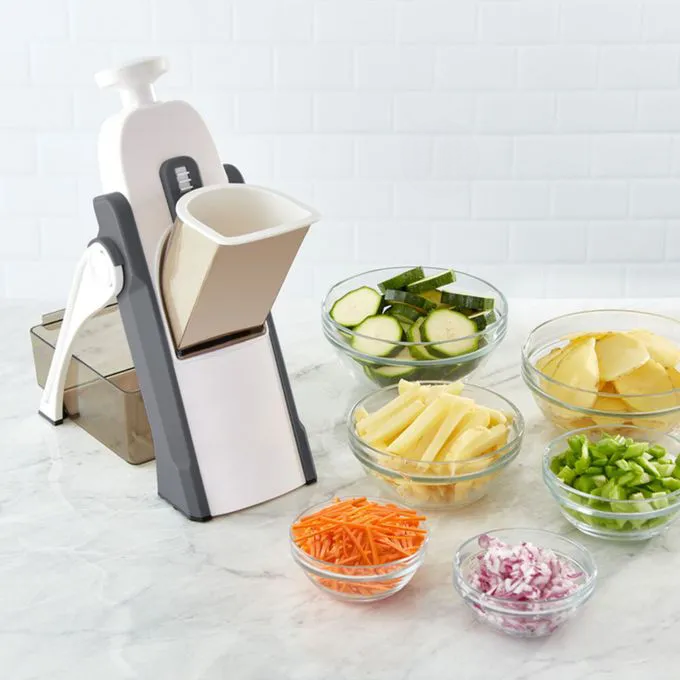 Manual Vegetable Mandoline Slicer – Multi-Function Adjustable Vegetable Cutter & Fruit Slicer with Stainless Steel Blades for Kitchen