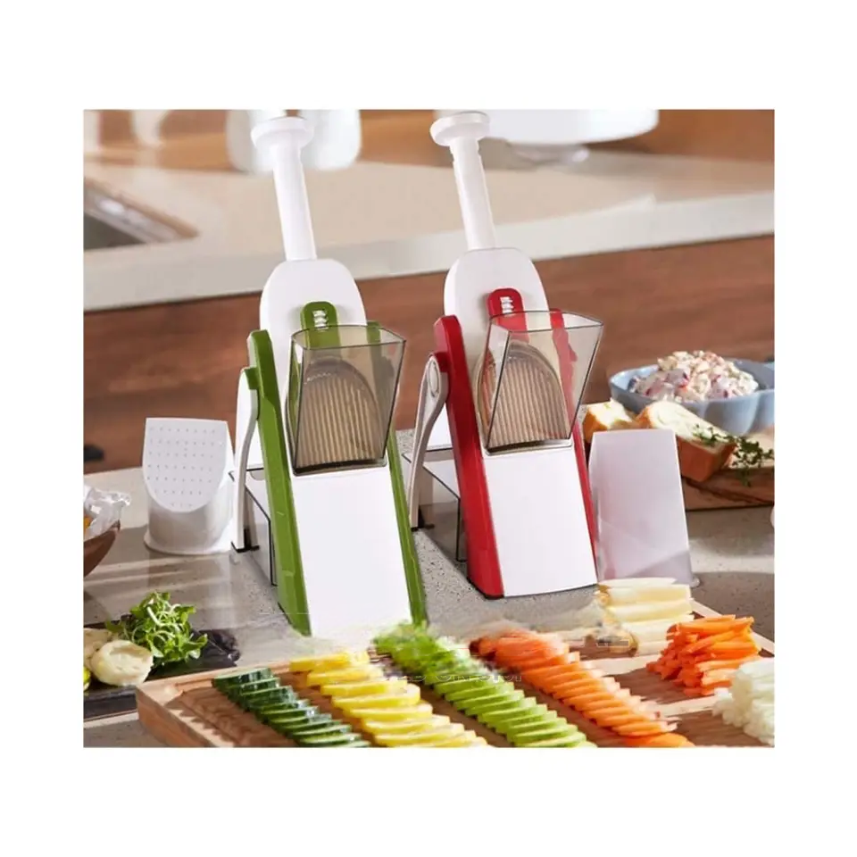 Manual Vegetable Mandoline Slicer – Multi-Function Adjustable Vegetable Cutter & Fruit Slicer with Stainless Steel Blades for Kitchen