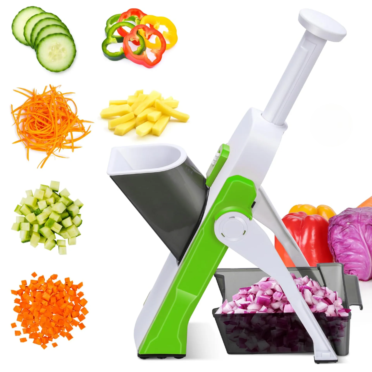 Manual Vegetable Mandoline Slicer – Multi-Function Adjustable Vegetable Cutter & Fruit Slicer with Stainless Steel Blades for Kitchen