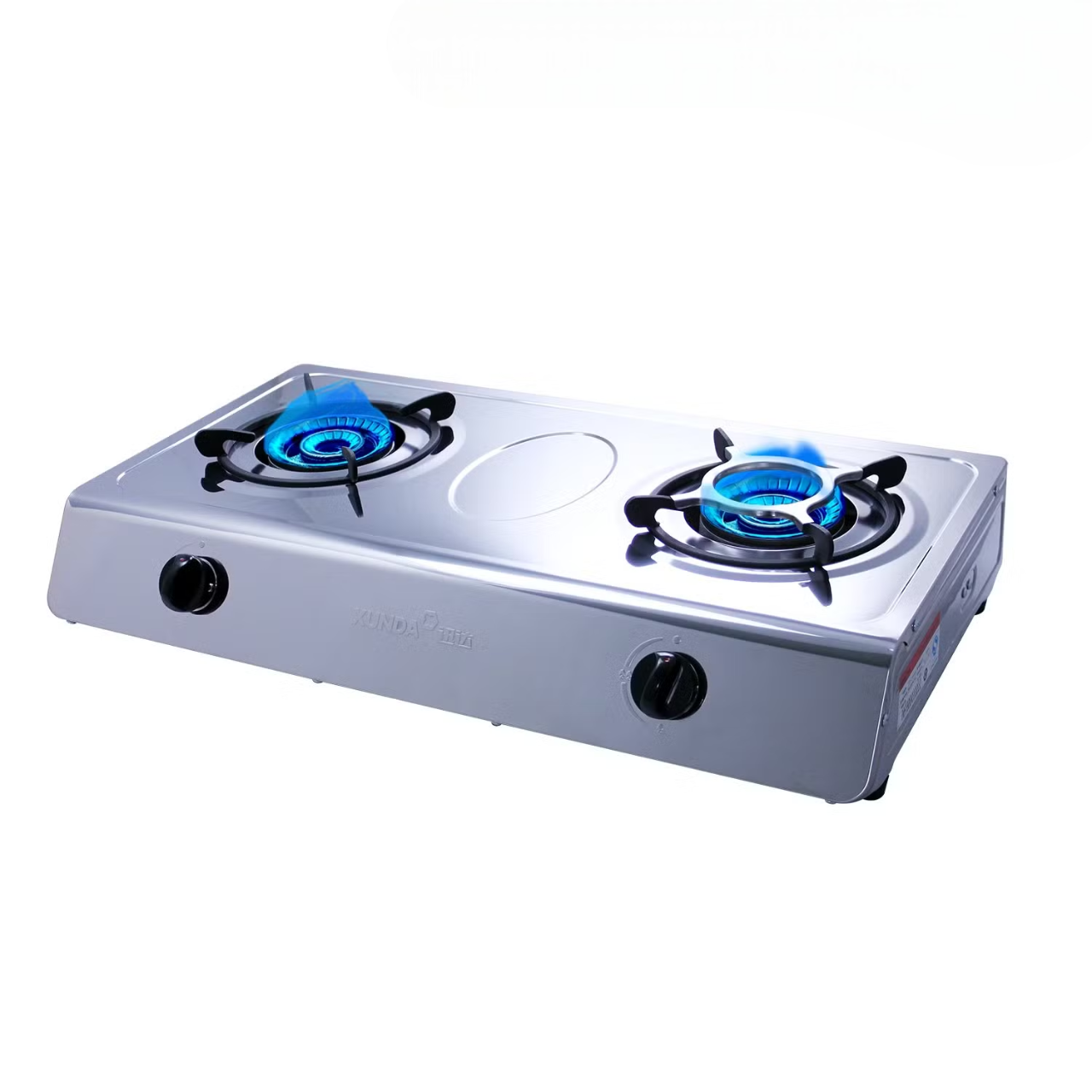 Table Top Metallic Two-Burner Gas Stove – Heavy Duty Stainless Steel Double Burner Gas Cooker | Portable LPG Kitchen Cooker for Home, Camping & Outdoor Cooking