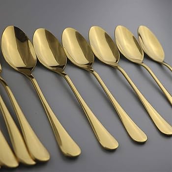 Premium Gold Stainless Steel Table Spoon Set – 6pcs Luxury Dining Spoons | Heavy Duty Kitchen Cutlery for Home, Hotel & Restaurant