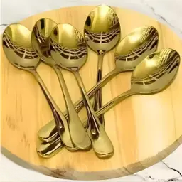 Premium Gold Stainless Steel Table Spoon Set – 6pcs Luxury Dining Spoons | Heavy Duty Kitchen Cutlery for Home, Hotel & Restaurant