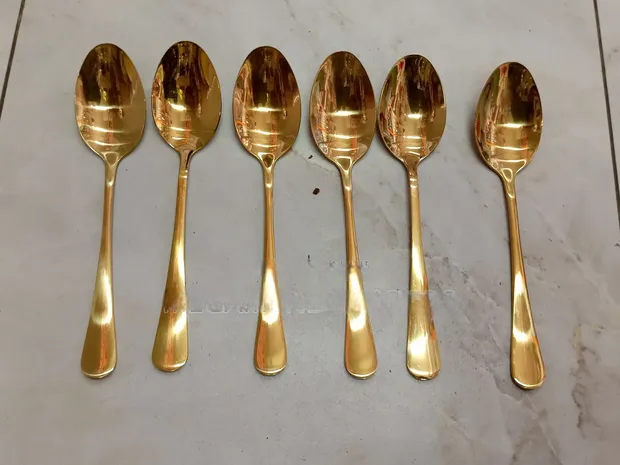 Premium Gold Stainless Steel Table Spoon Set – 6pcs Luxury Dining Spoons | Heavy Duty Kitchen Cutlery for Home, Hotel & Restaurant