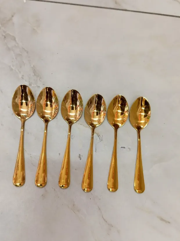 Premium Gold Stainless Steel Table Spoon Set – 6pcs Luxury Dining Spoons | Heavy Duty Kitchen Cutlery for Home, Hotel & Restaurant