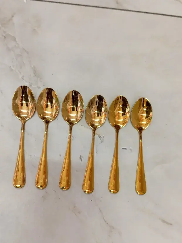 Premium Gold Stainless Steel Table Spoon Set – 6pcs Luxury Dining Spoons | Heavy Duty Kitchen Cutlery for Home, Hotel & Restaurant