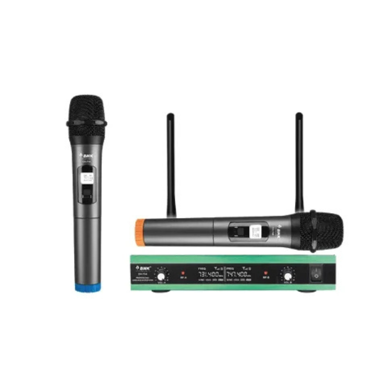 BNK DH-744 Wireless Microphone System – 2 Channel UHF Professional Dual Handheld Mic | Long Range, Auto Mute, Noise Reduction | Karaoke, Church, DJ, Events Mic System
