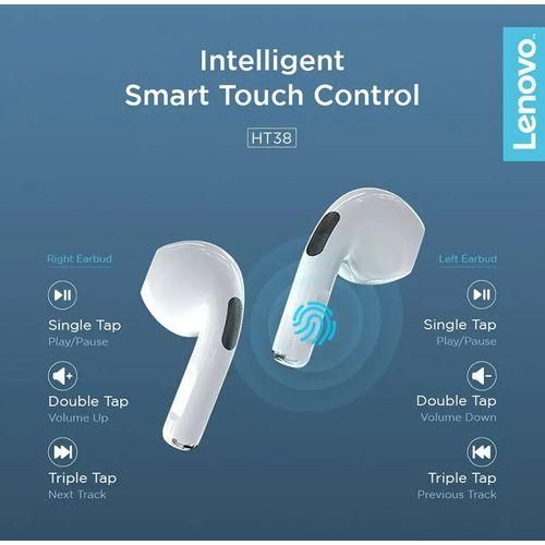 Lenovo Earbuds/Earphones/Earpods/Headphones witeBluetooth Airpods, Mini Headset, wireless Heavy Bass, TWS Bluetooth-compatible 5.0 Mini In-ear Headphones with Mic