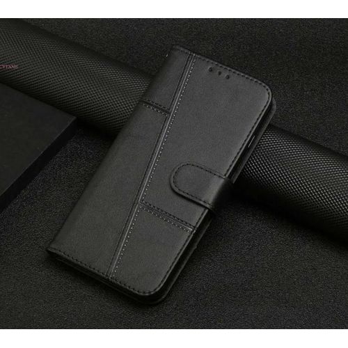 Tecno Spark 40 Pro Plus (+) Flip Cover Luxury Black with Steel Film Shockproof Protection Wallet Book Leather Heavy Protective Phone Case/ cover