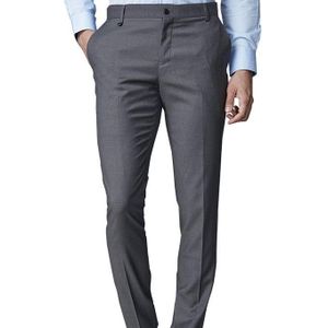 Turkey Official Trousers - 4 Pack - Navy Blue, Light Grey, Dark Grey & Brown Beige – Premium Cotton Blend Slim Fit Formal Pants with Belt Loops & Side Pockets for Office & Business Wear