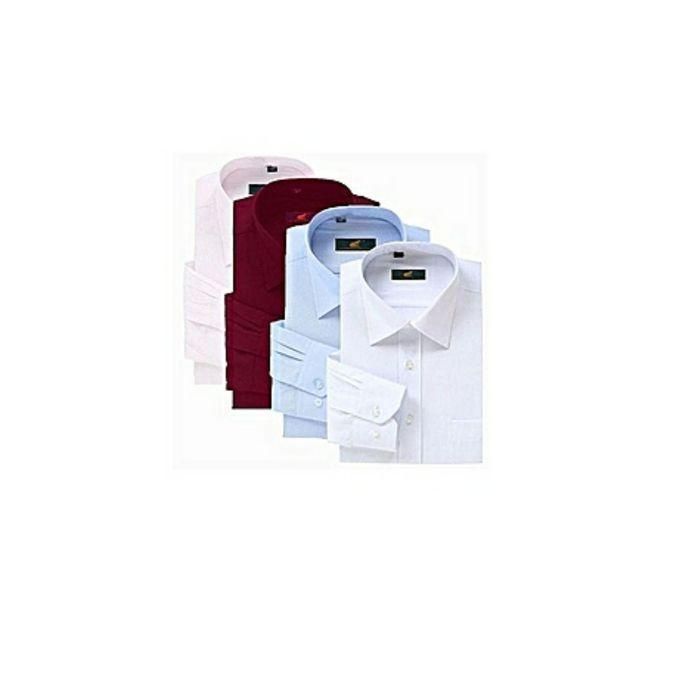 Formal Shirts Official Shirts For Men - Slim Fit - 4 Pack White,Light Blue, Maroon And Pink
