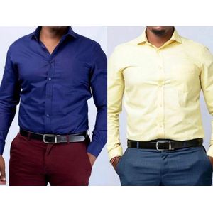 Men’s Official Long Sleeve Shirts 2 Pack – Premium Slim Fit Formal Business & Office Wear Dress Shirts for Professional Style-  Size S, M,XL,XXL,XXXL,XXXXL,XXXXXL