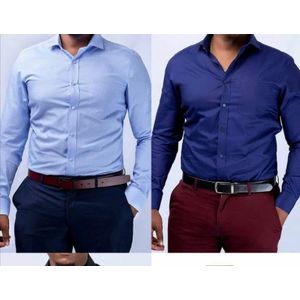 Men’s Official Long Sleeve Shirts 2 Pack – Premium Slim Fit Formal Business & Office Wear Dress Shirts for Professional Style-  Size S, M,XL,XXL,XXXL,XXXXL,XXXXXL