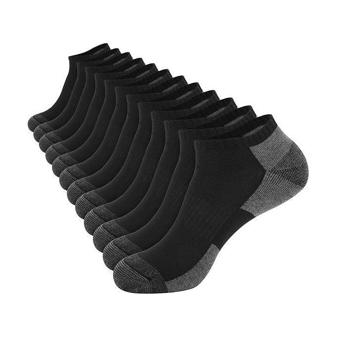 KnMn 6 Pack Black Mens Cushioned Ankle Socks – Low Cut Breathable Casual Socks with Arch Support, Reinforced Heel & Toe (US Shoe Size 6-11)