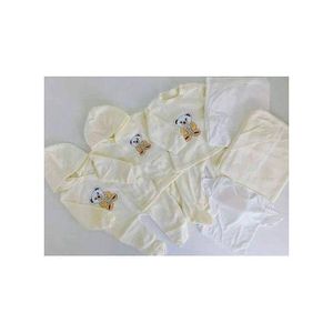 Cotton Newborn Baby Receiving Set 8pc – Assorted Prints (Cartoon Decoration) – 100% Cotton Layette Bundle with Bodysuits, Pants, Hat & Mittens for 0-12 Months