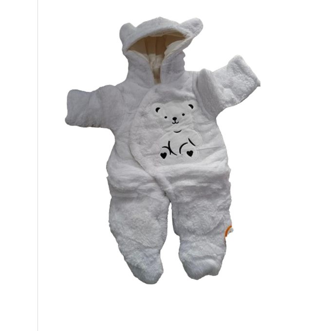Baby Heavy Romper Warm & Soft White – Assorted Cartoon Theme Cozy Winter Romper for Infants with Plush Comfort & Cute Designs