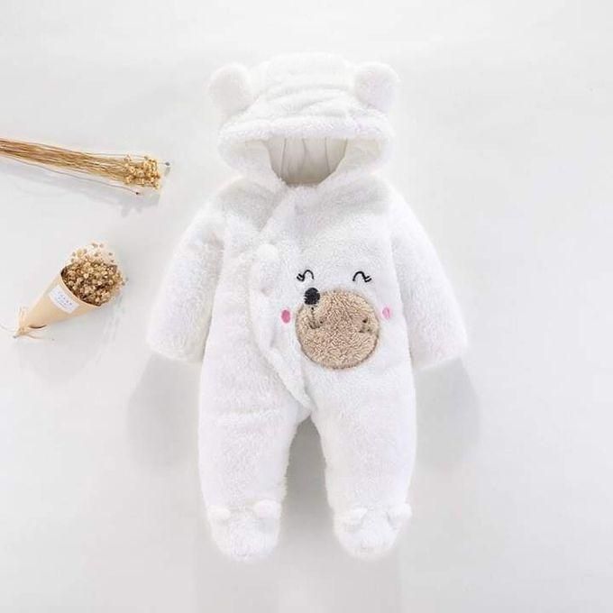 Baby Heavy Romper Warm & Soft White – Assorted Cartoon Theme Cozy Winter Romper for Infants with Plush Comfort & Cute Designs